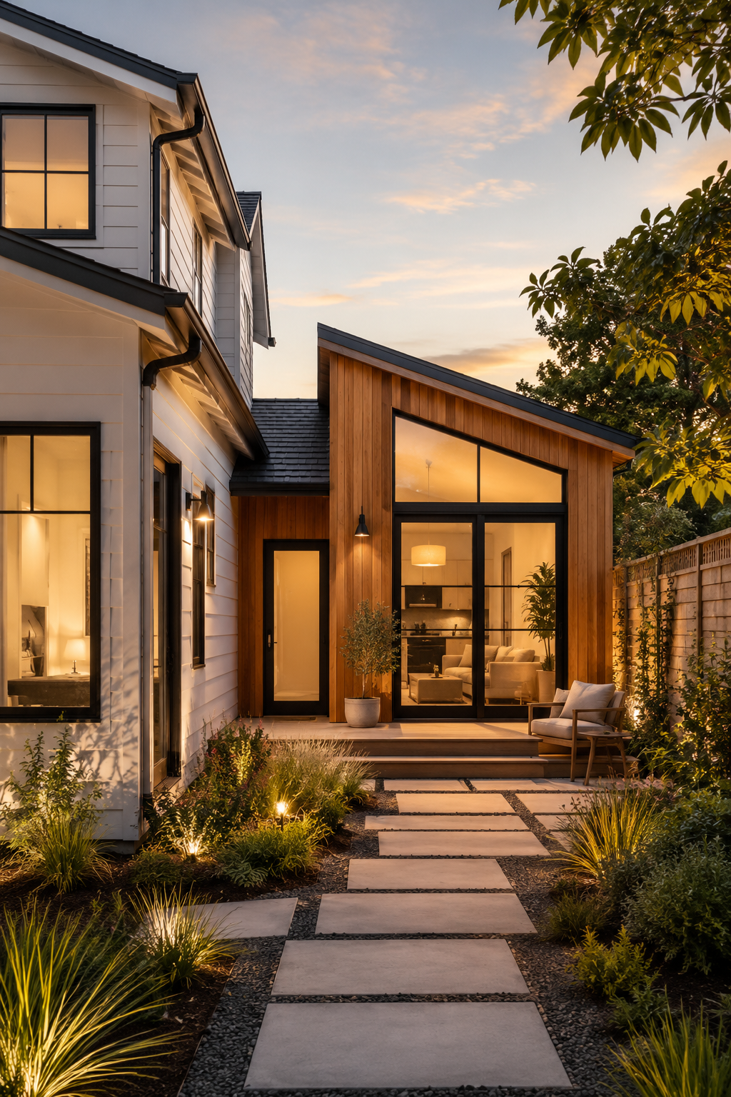 Attached accessory dwelling unit integrated with an existing home
