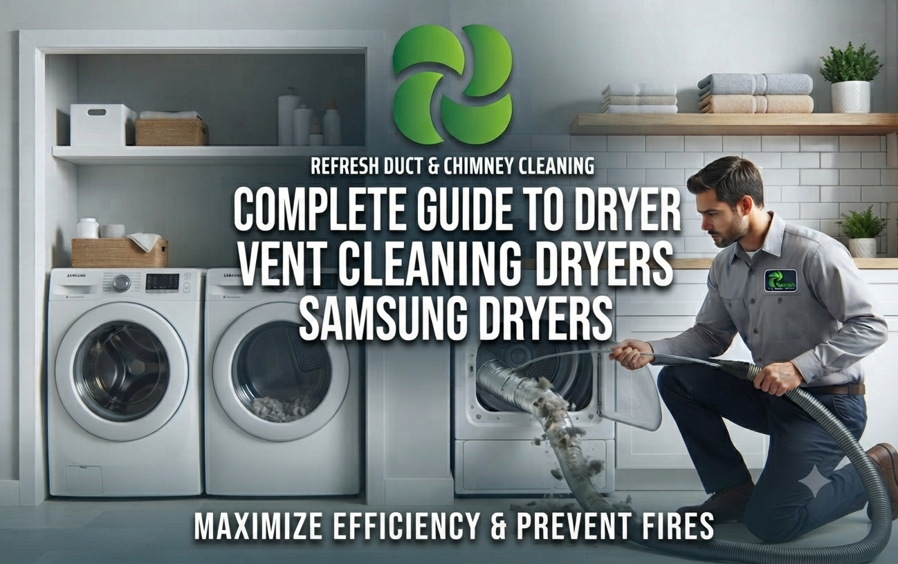Exhaust duct and blower system diagram for a Samsung dryer vent cleaning guide