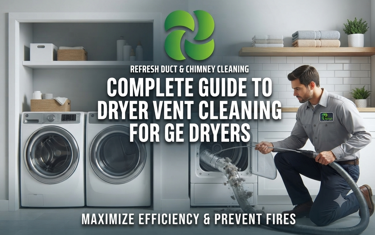 GE dryer exhaust duct and blower housing illustration for vent cleaning guide