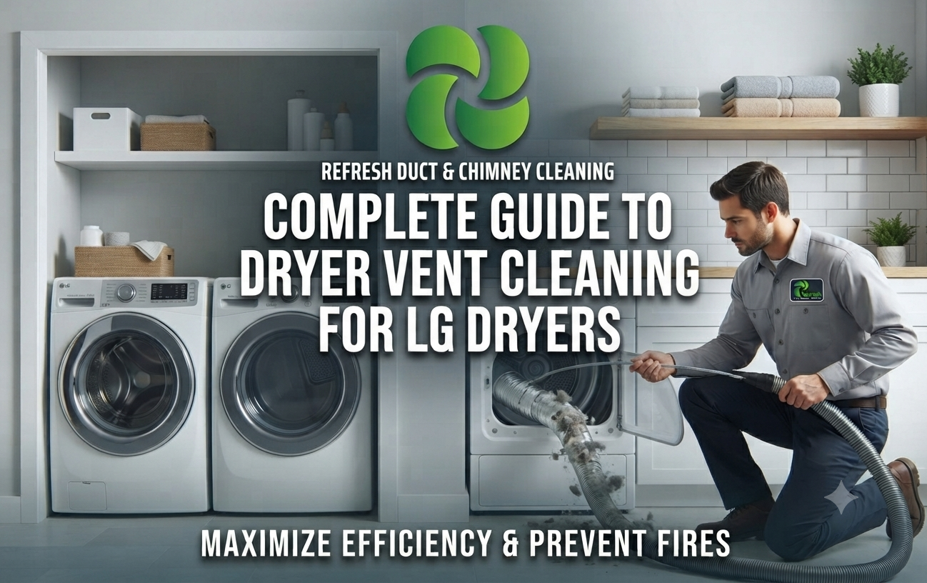 LG dryer with vent hose disconnected for cleaning and inspection