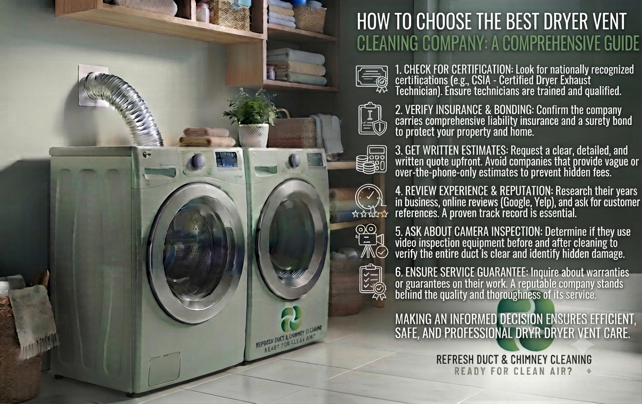 Professional dryer vent cleaning technician with equipment, representing hiring a cleaning company